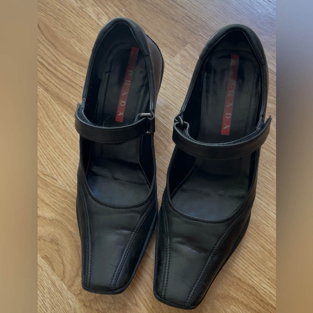 Prada Black Leather Mary Jane-Style Loafers for Women